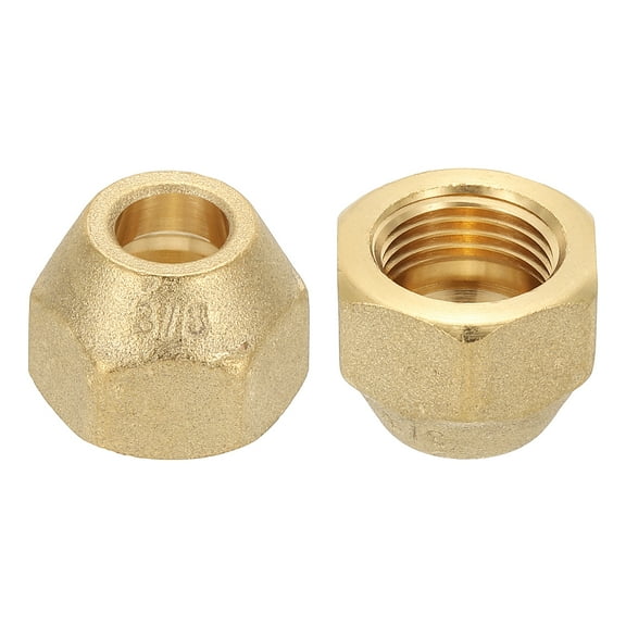 Uxcell 3/8" Brass Flare Nut, 2Pcs 45 Degree SAE Brass Pipe Fittings, Matte