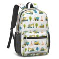 thumbnail image 2 of Excavator and Cone White Pattern 17" School Backpacks for Teens,Waterproof Oxford Fabric,S-Shape Padded Straps for School,Travel,Hiking,Camping, 2 of 6