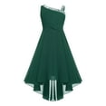 thumbnail image 2 of Alvivi Kids Chiffon Flower Girl Dress One Shoulder Wedding Birthday Party High Low Hem Ball Gown Army Green 10, 2 of 6