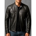 thumbnail image 4 of Men'S Distressed Brown Leather Jacket with Multiple Pockets for Winter Fashion Black XXXL, 4 of 6