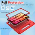 thumbnail image 6 of AVAWO Kids Case for iPad Mini 7 (A17 Pro) 2024 8.3 inch, Mini 6 2021 with Built-in Screen Protector, Shockproof Lightweight Handle Stand Cover for Model (A2995/A2996, A2567/A2568/A2569), Red, 6 of 9