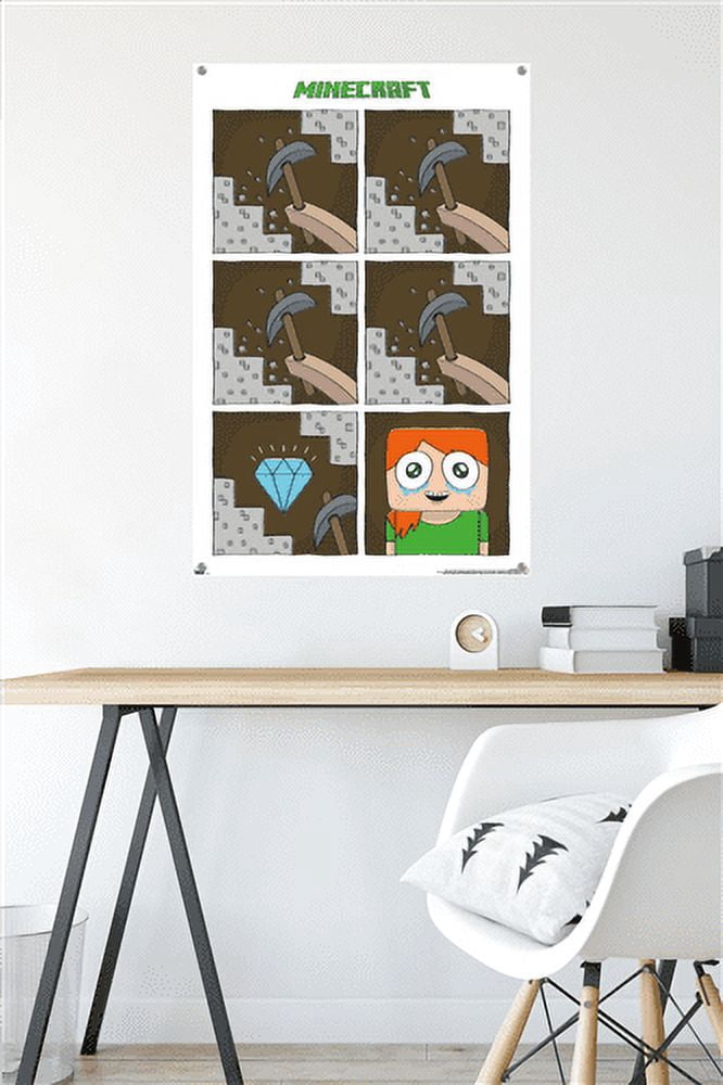 Minecraft - Simple Comic Alex Cry Wall Poster with Pushpins, 22.375" x 34"