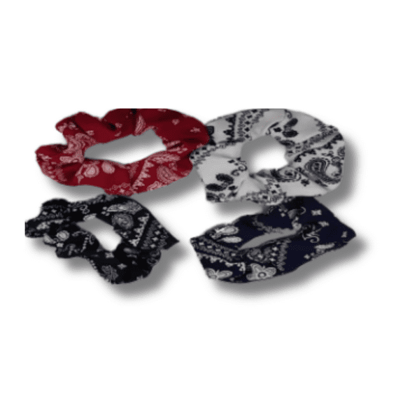 2-Piece Bandana Scrunchie Set – Paisley Print Cotton Hair Ties for Women & Girls