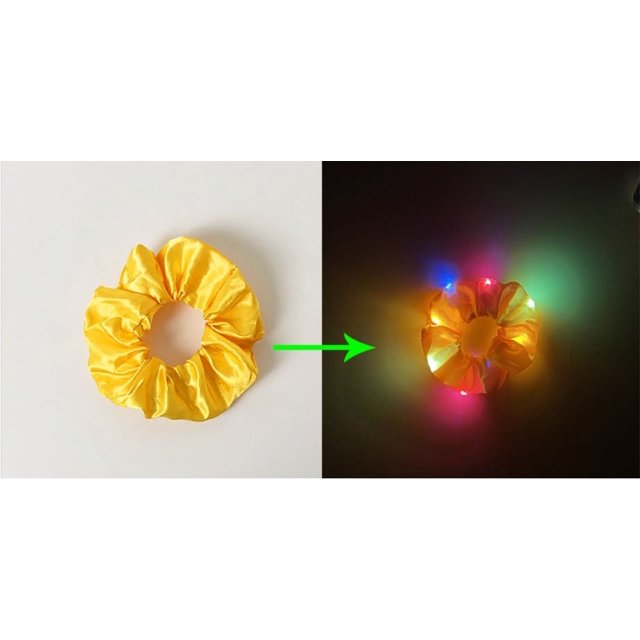 Coleteros luminosos con luces LED de colores, diademas elásticas de satén para el pelo, accesorios para el pelo de niña para fiestas