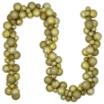 6' Shatterproof Ball 3-Finish Christmas Garland Vegas Gold
