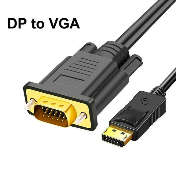 DisplayPort to VGA Cable 6Ft, Display Port DP to VGA Adapter Cord Male to Male HD Video 1080P for Computer, Monitor, TV, Projector