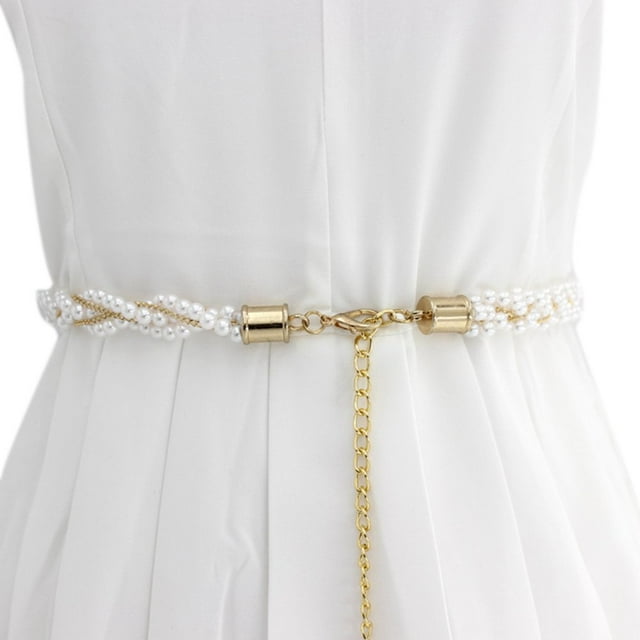 Chaîne de Taille Fausse Perle Perlée Ceinture de Robe Chaîne de Ventre Bijoux de Taille pour Femmes