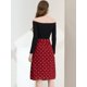 thumbnail image 3 of Allegra K Falda midi vintage de cintura alta elástica con cinturón para mujer Corazones rojos XS, 3 of 5