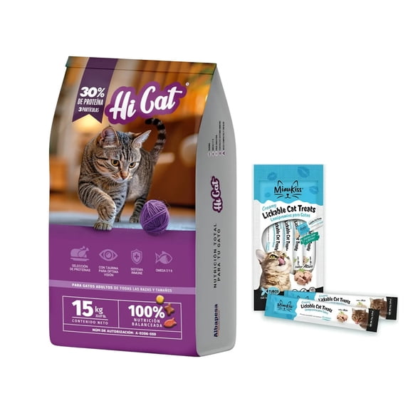 Hi-Cat 15 kg + MIAUKISS LICKABLE ATUN 4 PACK 56GR