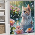 thumbnail image 4 of Cat Shower Curtain 4-Piece Bathroom Decorative Set, 72" x 72" Shower Curtain ,Toilet Cover Mat, U-Shaped Mat, and Non-Slip Floor Mat, Cute Cat Theme, 4 of 7