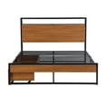 thumbnail image 4 of Paproos Full Bed Frame with 2 Storage Drawers, New Upgraded Metal Platform Bed with Sockets and USB Ports, Full Size Bed with Headboard and Footboard, No Box Spring Needed, 440lbs Capacity, Black, 4 of 12