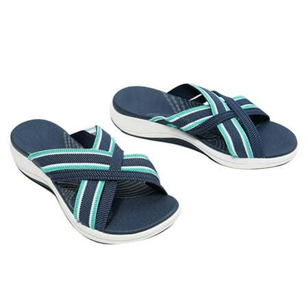 

Stretch Cross Orthotic Slide Sandals High Arch Support Non Slip Shoes for Women Outdoor Indoor
