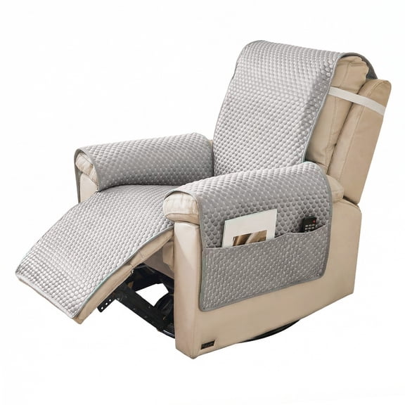 TOPCHANCES Recliner Chair Cover, Small Recliner Slipcover for Dogs Seat Width to 23 Inch, Cooling Ice Silk Amrchair Protector Covers, Gray