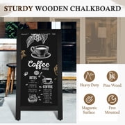 DOLLAR BOSS Wooden A-Frame Sign Chalkboard Sign 40 x 20 Magnetic Sidewalk Menu Board with Sturdy Freestanding Black Sandwich Board Sign Board Menu Display for Restaurant Business Weddings, Black