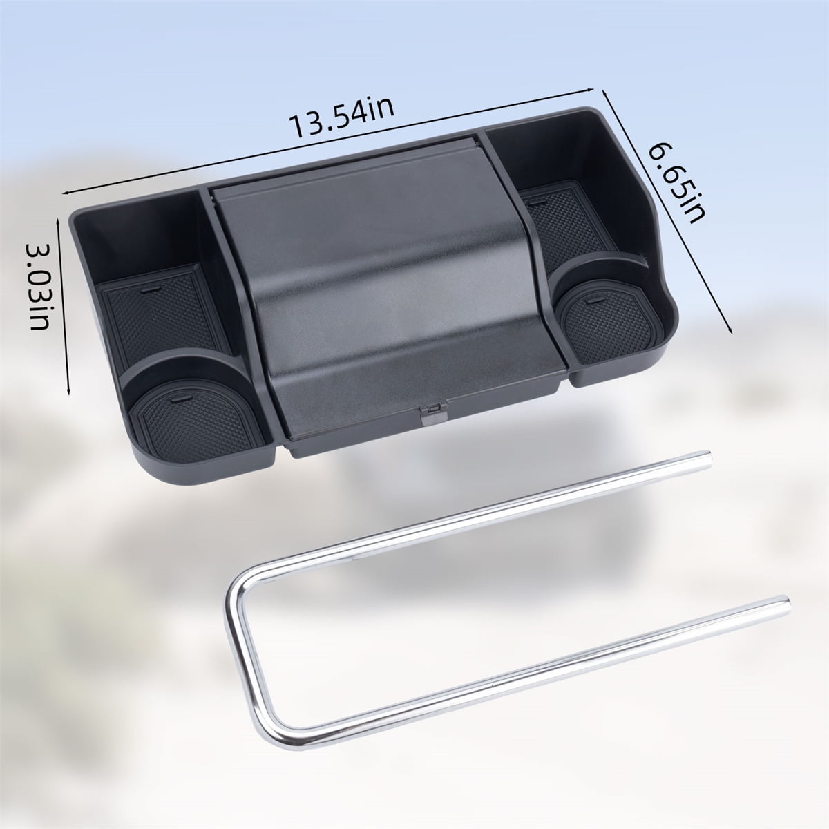 Front Seat Headrest Organizer For Ford F150 F250 2011-2024 2025 F350 F450 F550 F650 (Jump Seat Only), ABS Organizer Tray with Foldable Cover, Non-Slip Silicone Pads Accessories