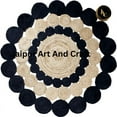 thumbnail image 6 of Jaipur Art And Craft Handmade Indian Jute Rug Geometric Beige Black Round Area Rug (5x5 Sq ft), 6 of 8
