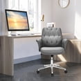 thumbnail image 3 of Giantex Chaise de Toilette pour le Maquillage, Ordinateur Exécutif Moderne Milieu de Dos PU Chaise de Loisirs en Cuir avec Accoudoirs Rembourrés, Roues, Siège Large, Chaise d'Appoint Pivotante Réglable en Hauteur pour Chambre à Coucher, Salon, Bureau, 3 of 10