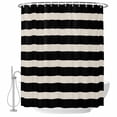 thumbnail image 2 of Black Beige Striped Waterproof Fabric Shower Curtain,Vintage Geometric Line Simple Waterproof Fabric Shower Curtain for Bathroom Curtains Bathtubs Hotel Shower Curtains with 12 Hooks Standard 72x72, 2 of 8