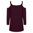 thumbnail image 4 of SNKSDGM Women's Plus Casual Easter Shirt off The Shoulder Tops for Women Long Sleeve Flowy Women Fashion Long Sleeved off The Shoulder Solid Color T Shirt Top Women's Tops Plus Size 5X, 4 of 7