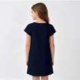 thumbnail image 4 of Grblisyd Girls Dresses Size 10-12 Solid Color Short Sleeve Casual Dresses Summer Kids Crew Neck Loose Midi Dress, 4 of 6