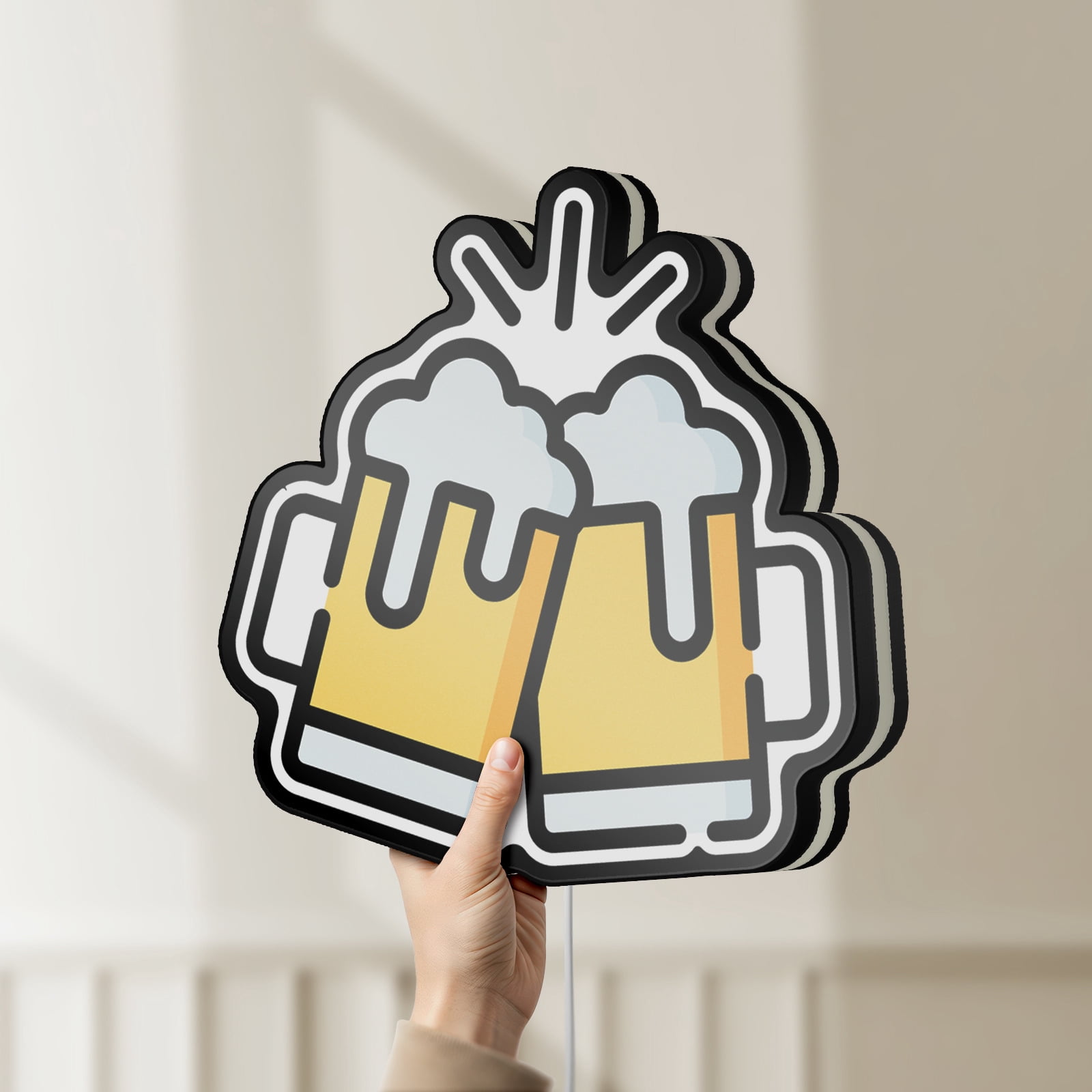Festive Mug 3D Novelty Light Box, Holiday Cheer Lamp for Gatherings and Alcohol-Themed Home Bars (Height 8 inch, 20cm)