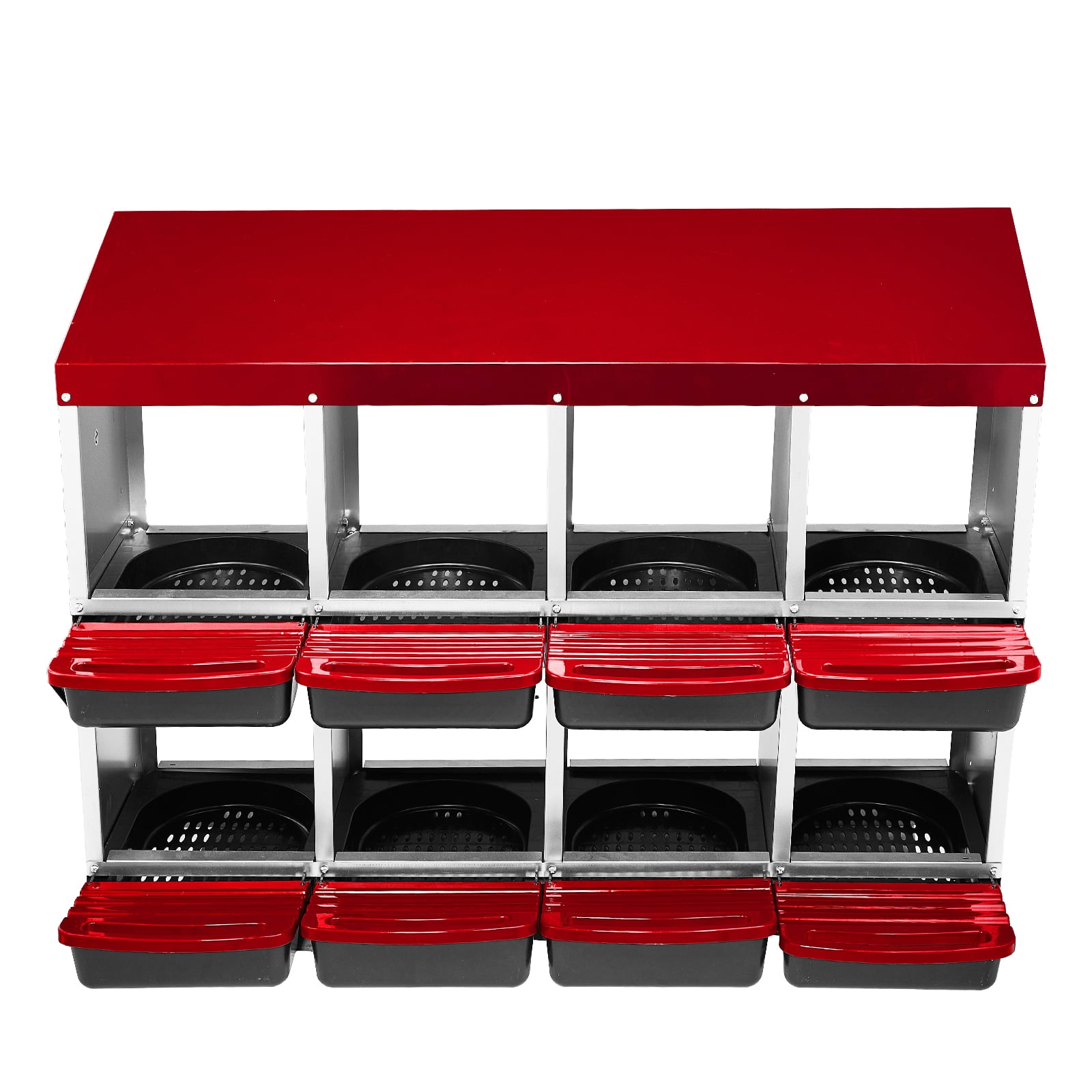 Chicken Nesting Box, 8 Compartment Roll Away Nesting Box for Laying Eggs, Wall Mount Chicken Nesting Boxes, Easy Egg Collection, Cleanable Pull Out Hen Roosting Boxes, 8 Holes, Red