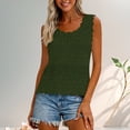 thumbnail image 3 of Gsakboxl Summer Tops 2026 Women Hollow Out Crochet Wave Trim Sleeveless Knit Tank Top Loose Fit Breathable Summer Resort Beach Vacation Outfit Camisole Vest Army Green XXL, 3 of 7