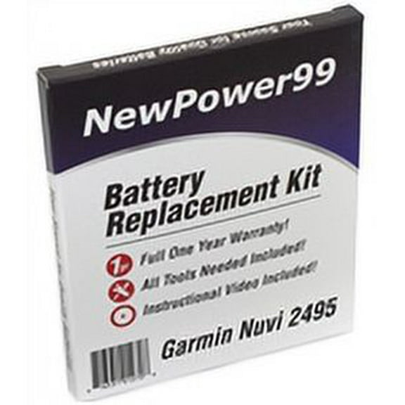 Garmin Nuvi 2495 Battery Replacement Kit with Tools, Video Instructions, Extended Life Battery and Full One Year Warranty
