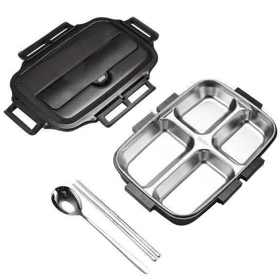 Matoen Bento Box Adult Lunch Box Stainless Steel Multi Layer Insulated Bento Food Storage Container 1000ml, Black