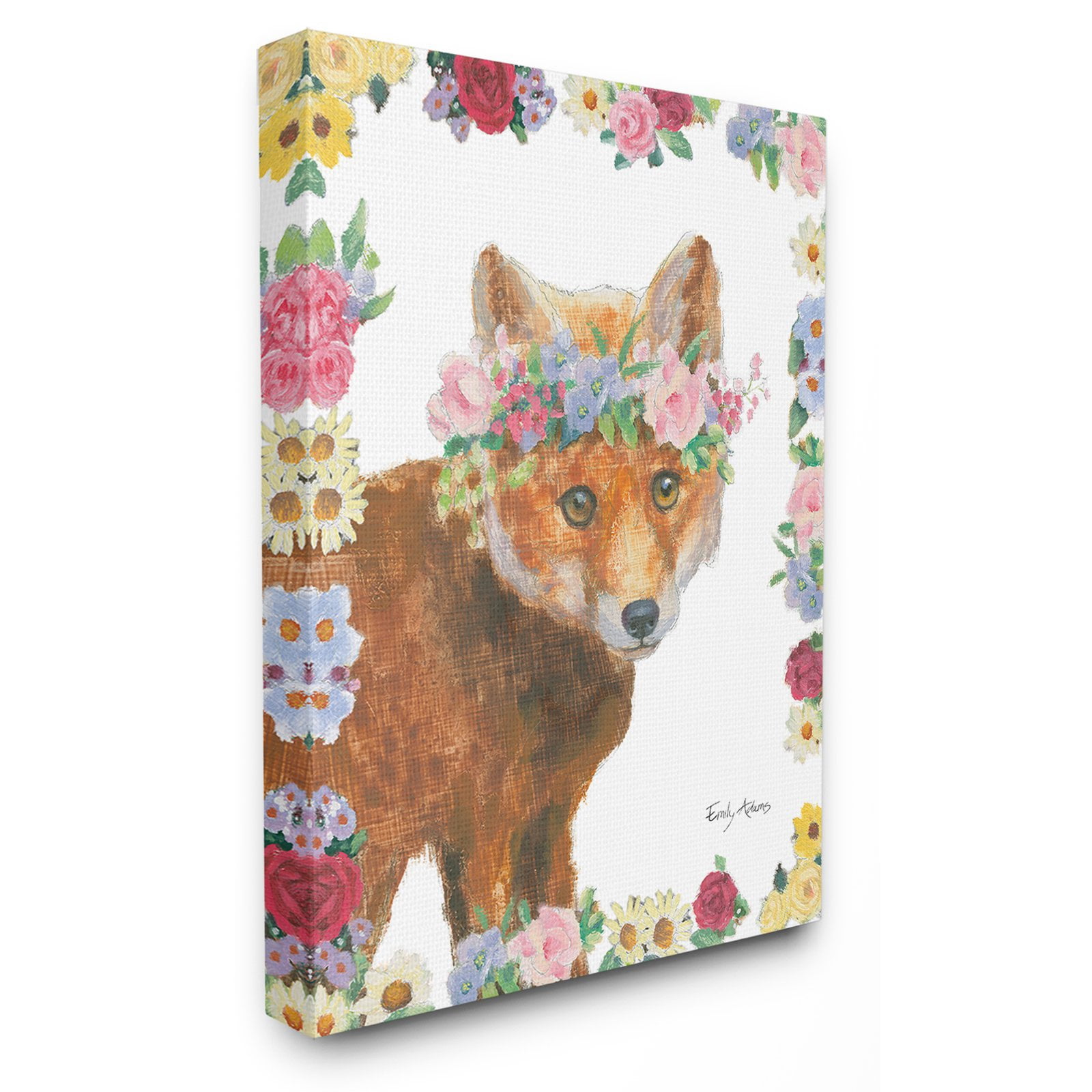 The Stupell Home Decor Collection Flower Friends Fox Wall Art