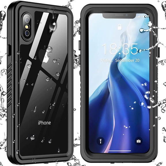 For iPhone Xs Max Waterproof Case, Built-in Screen Protector Full-Body Clear Back Cover Heavy Duty Shockproof Case for iPhone Xs Max 6.5 inch