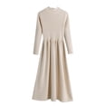 thumbnail image 1 of Pisexur Robes Chandails pour Femmes 2024 Tendance Couleur Unie Robe Midi en Tricot Côtelé Col Rond Robe à Manches Longues Mode Décontractée Robe d'Automne Ample Plissée Robes Chandails à Étages, 1 of 9