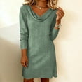 thumbnail image 4 of Stamzod Long Sleeve Dress for Women Summer Cowl Neck Elegant Wedding Dress Vacation Casual Dresses for Women Green L, 4 of 7