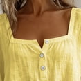 thumbnail image 4 of Only Moment Spring Tops for Women 3/4 Sleeve Square Neck Jute Blouses Business Casual Outfits Loose Fit Yellow,M, 4 of 9