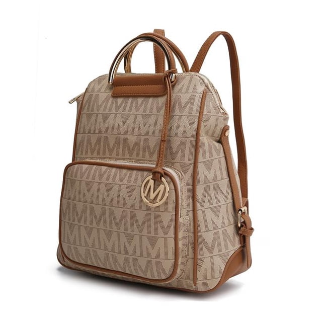 MKF Collection by Mia K. Cora Milan M Signature Trendy Backpack, Cora Beige - Large