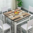 thumbnail image 2 of Elastic Edge Fitted Square Tablecloth, Brown White Wood Grain Polyester Table Cover, for Indoor Holiday Family Banquet and Outdoor Patio Use, Fit for 36" x 36"Square Table, 2 of 4