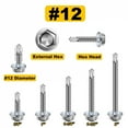 thumbnail image 5 of 20PCS 410 #8 #10 #12 Stainless Steel Self Tapping Screws for Metal  Hex Head Self Drilling Screws Rust Proof Wood Screws Assor, 5 of 6