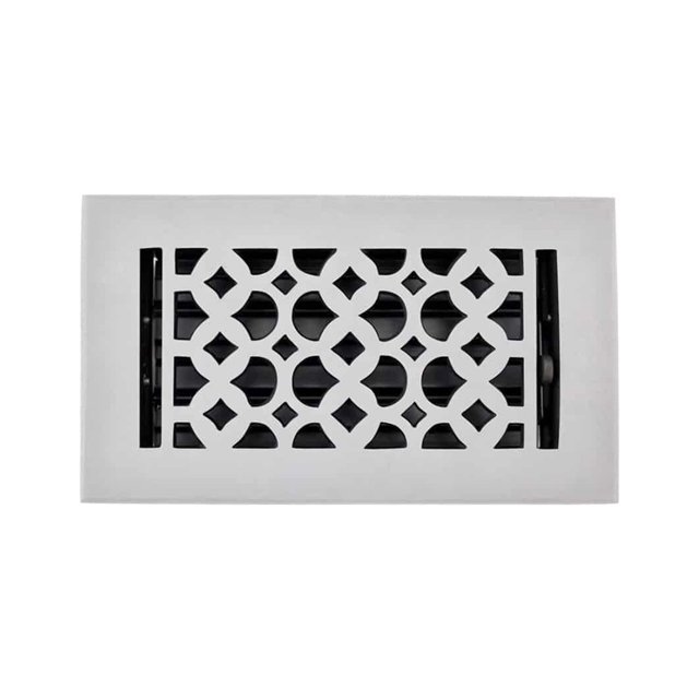 4” x 8” – VR 100 Floor Vent Cover / Register with Damper – Tudor Mushroom Decorative Cast Aluminum, Powder Coated & Re-Paintable for Floors, Walls & Ceilings
