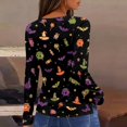 thumbnail image 4 of IYYVV Halloween Shirts for Women Long Sleeve Crewneck Casual Dressy Tops Funny Ghost Pumpkin Graphic Fall Fashion Top Green L, 4 of 7
