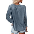 thumbnail image 3 of Yuemengxuan Women Casual Solid Color Stylish Long Sleeve Round Neck T-shirt with Pocket, 3 of 5
