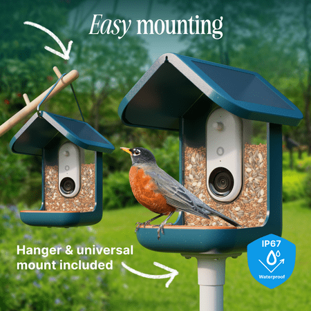 Bird Buddy - Smart Bird Feeder with Solar Roof (Pro Camera Version) - Blue