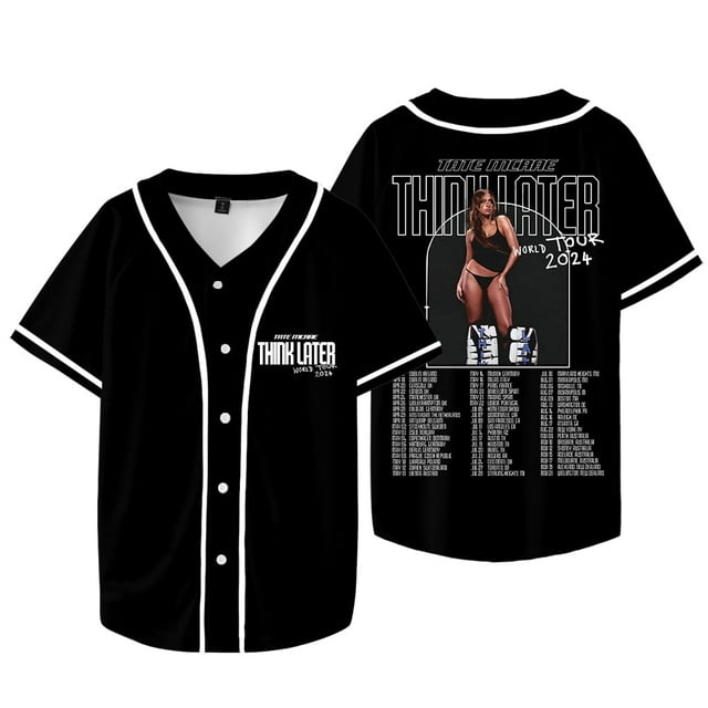 Tate McRae Think Later Tour Merch Veste de Baseball en Jersey Été Femmes Hommes Mode Décontractée T-shirts à Manches Courtes Color2