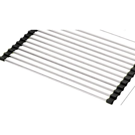 Folding Kitchen Sink Drain Rack — Stainless Steel Over-Sink Dish Drying Shelf Organizer