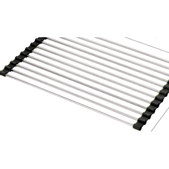 Folding Kitchen Sink Drain Rack — Stainless Steel Over-Sink Dish Drying Shelf Organizer