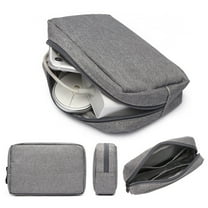 Canvas Electronics Organizer Bag | Waterproof Travel Gadget Pouch with Zipper | Compact 17x11.5cm Storage for Cables Chargers Power Banks Phones | 1-Piece Set