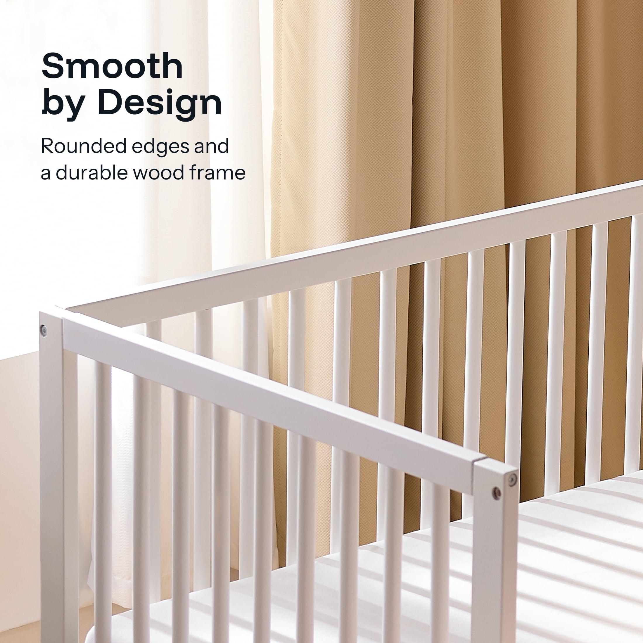 Harppa Convertible Baby Crib for Infant to Toddler,White,Greenguard Gold Certified