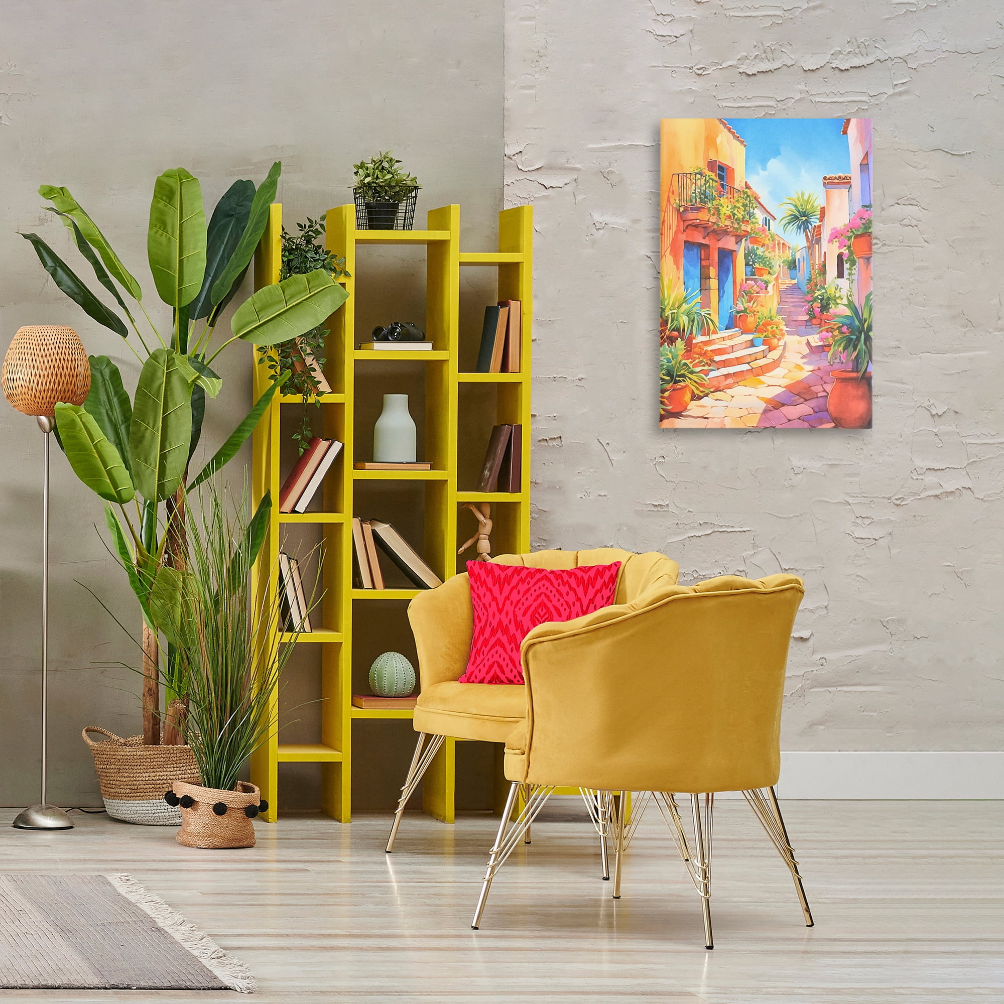 Stupell Industries Bright Mediterranean City Scenery Painting Gallery Wrapped Canvas Art Print Wall Art, 20 x 30