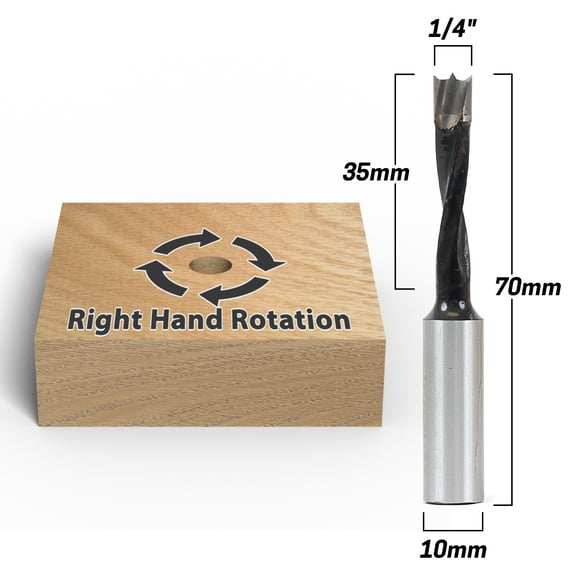 Yonico 1/4" Right Hand Brad Point Boring Bit - 10mm Shank - 43214R