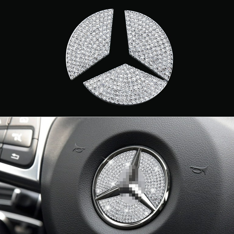 Bling Steering Wheel Emblem Fit for Mercedes Benz Accessories Interior  Rhinestone Decal Sticker Fit for Mercedes-Benz (45mm) 