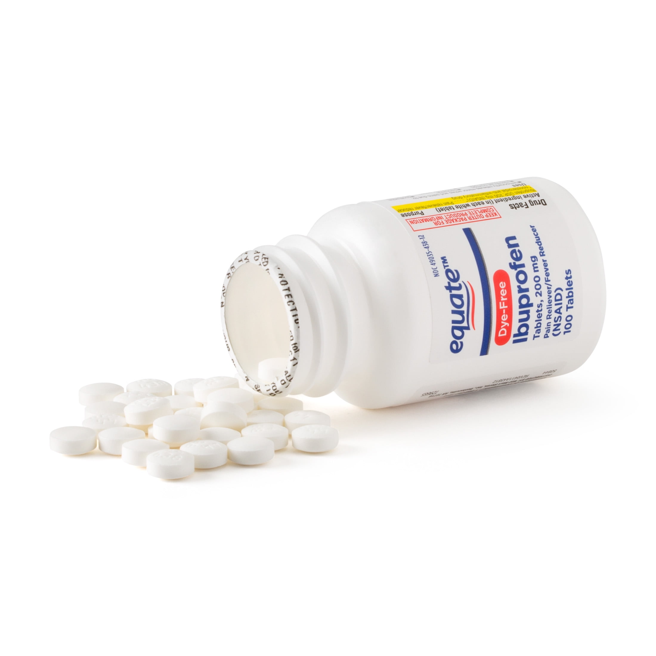 Equate Dye Free Pain Reliever Fever Reducer Ibuprofen Tablets 200 Mg 100 Ct Walmart Com Walmart Com